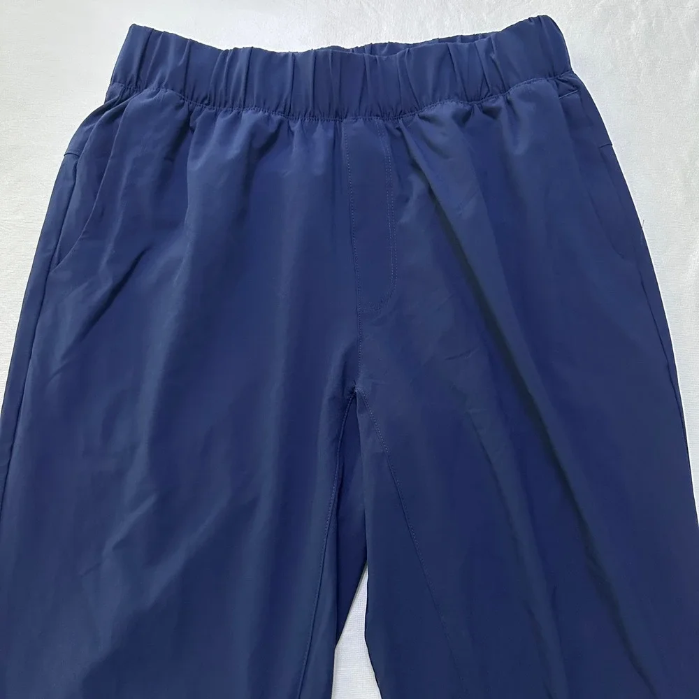Adidas Mens Woven Track Pants M Navy Blue Ankle Zip Tapered Athletic Activewear